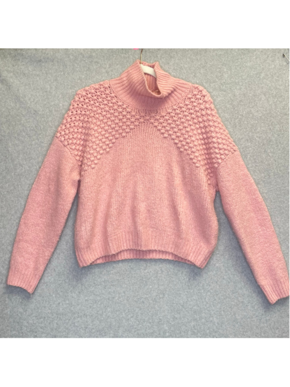 Free People Bradley Pink Textured Mock Neck Sweater